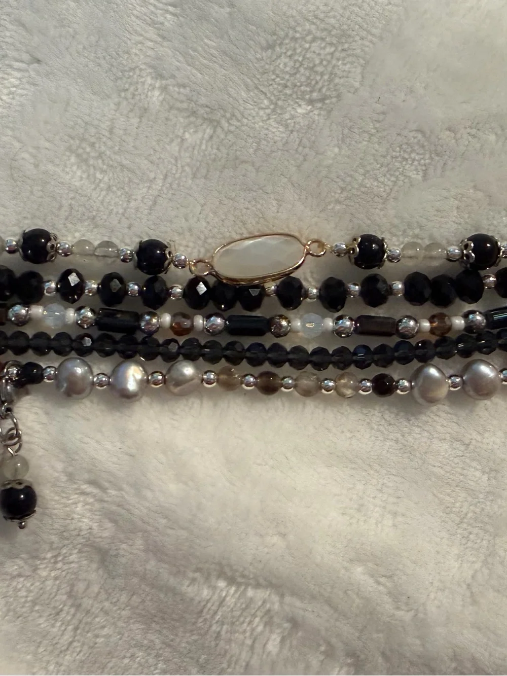Cape Diablo Beaded Multi-Strand Watch Band - Black & Pearl